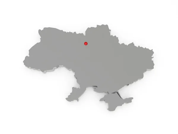 Dreidimensionale Karte der Ukraine. — Stockfoto