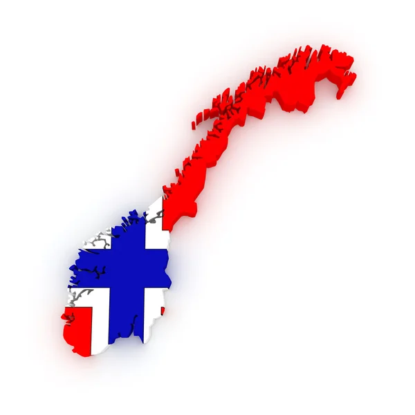 Three-dimensional map of Norway. — Stock Photo, Image