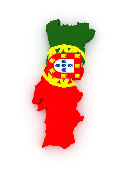 Tredimensionell karta över portugal. — Stockfoto