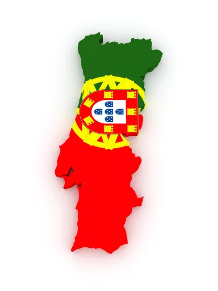 Trojrozměrná mapa Portugalska. — Stock fotografie