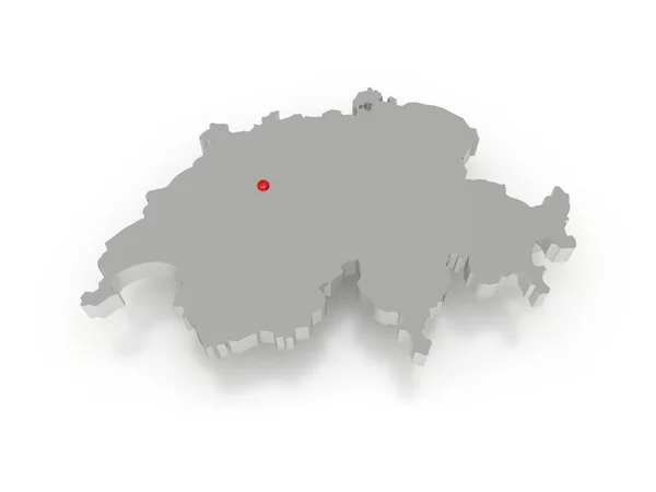 Driedimensionale kaart van Zwitserland. — Stockfoto