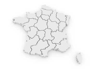 Fransa'nın üç boyutlu harita.