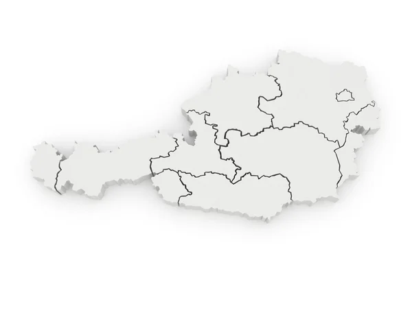 Trójwymiarowa mapa Austrii. — Zdjęcie stockowe