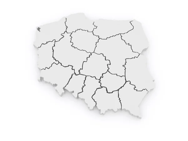 Dreidimensionale Karte von Polen. — Stockfoto