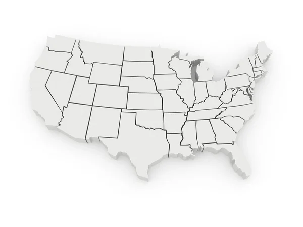 Tredimensionell karta över usa. — Stockfoto