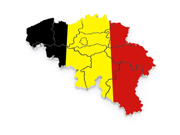 Trojrozměrná mapa Belgie. — Stock fotografie