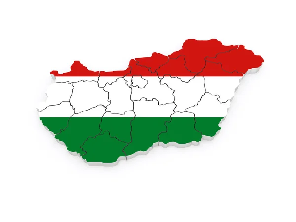 Three-dimensional map of Hungary. — Stock Photo, Image
