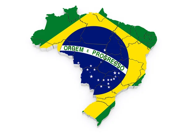 Three-dimensional map of Brazil. — Stock Photo, Image