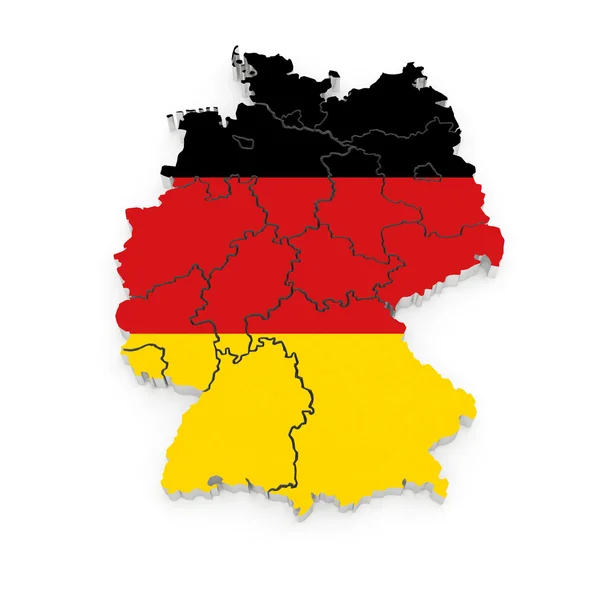 Trójwymiarowa Mapa Niemiec. — Zdjęcie stockowe