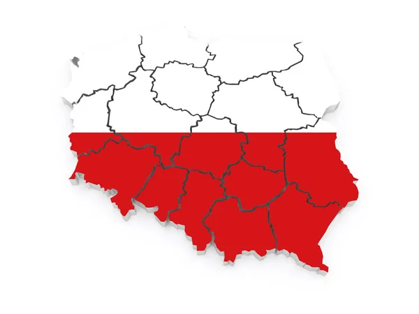 Trójwymiarowa mapa polski. — Zdjęcie stockowe