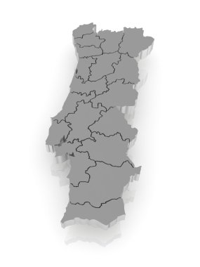 üç boyutlu harita Portekiz.