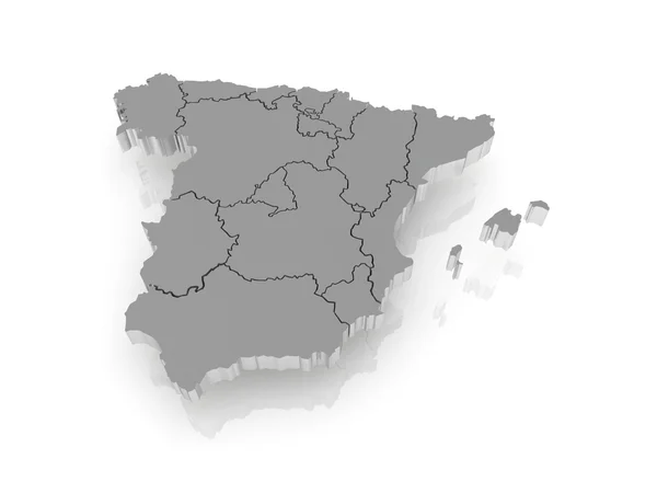 Driedimensionale kaart van Spanje. — Stockfoto
