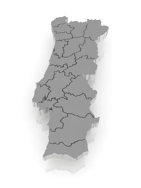 Three-dimensional map of Portugal. — Stock Photo, Image