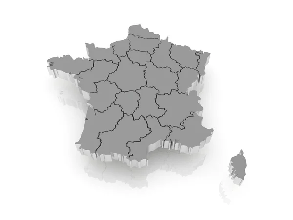 Three-dimensional map of France. — Stock Photo, Image