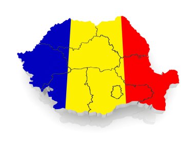 üç boyutlu harita Romanya.