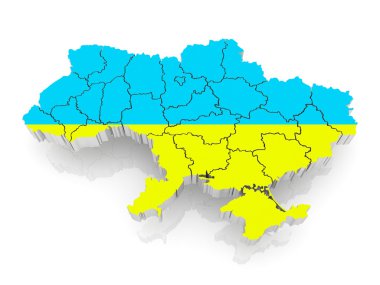 Ukrayna'nın üç boyutlu harita.