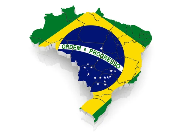 Three-dimensional map of Brazil. — Stock Photo, Image