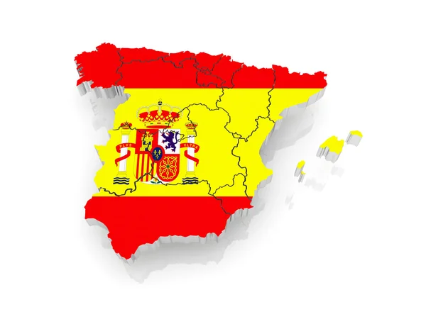 Dreidimensionale Karte von Spanien. — Stockfoto