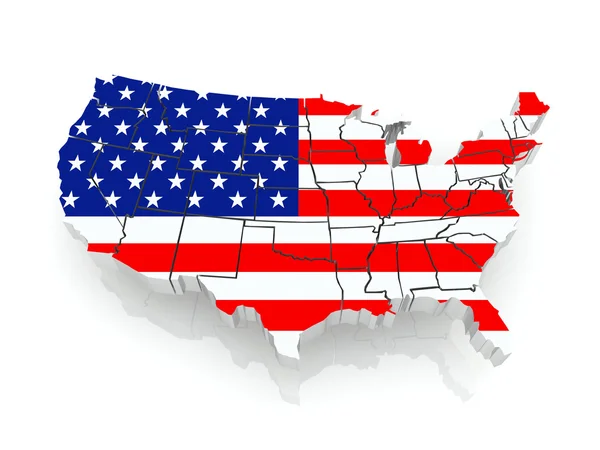 Three-dimensional map of USA. — Stock Photo, Image