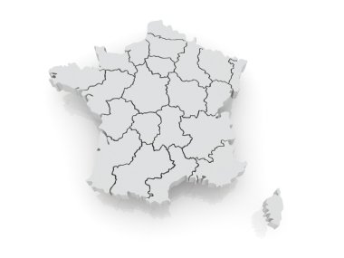 Fransa'nın üç boyutlu harita.