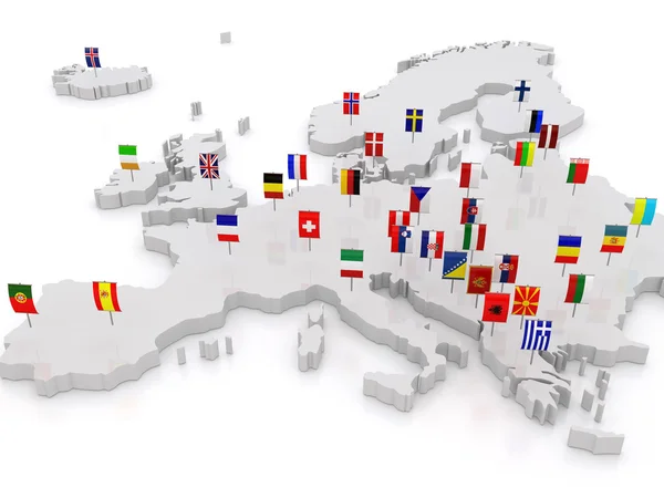 Avrupa'nın üç boyutlu harita.