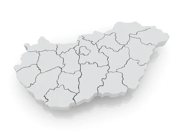 Three-dimensional map of Hungary. — Stock Photo, Image