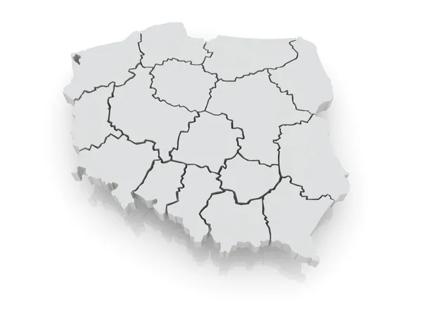 Trojrozměrná Mapa Polska. — Stock fotografie