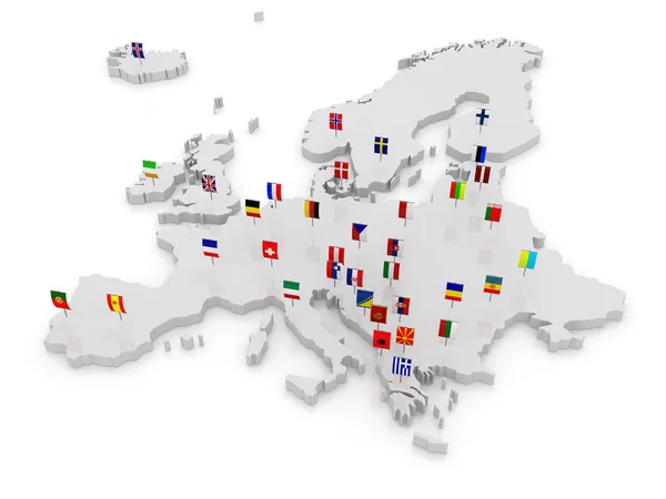 Three-dimensional map of Europe. — Stock Photo, Image