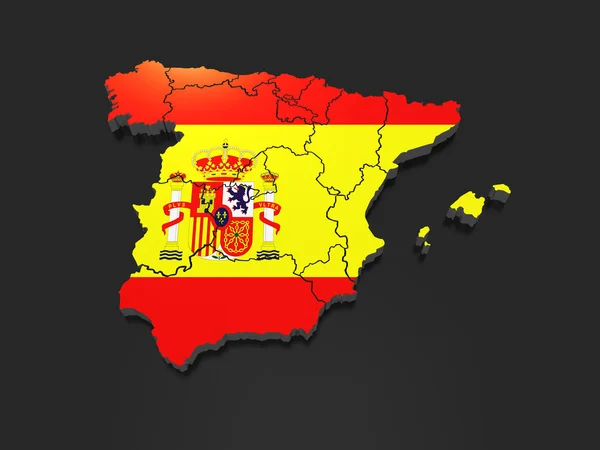 Tredimensionell karta över Spanien — Stockfoto