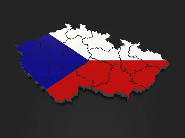 Üç boyutlu harita Çek Cumhuriyeti. — Stok fotoğraf