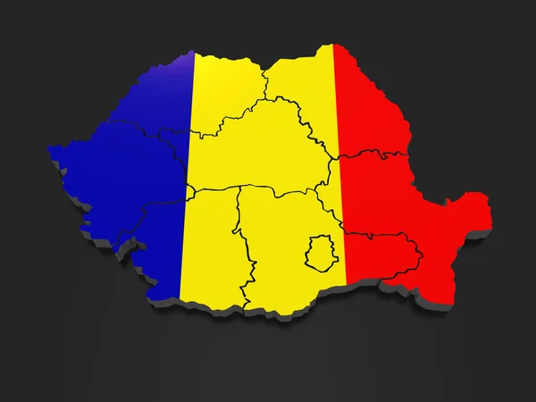 Dreidimensionale Karte von Rumänien. — Stockfoto