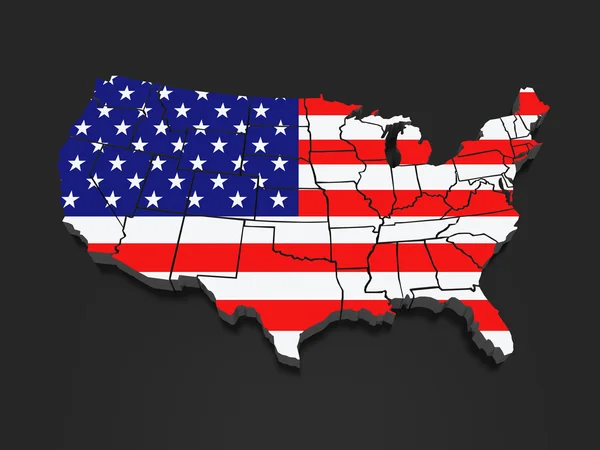 Dreidimensionale Karte der USA — Stockfoto