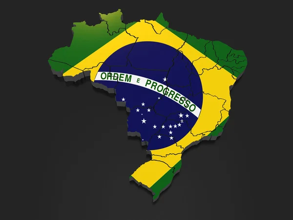 Driedimensionale kaart van Brazilië. — Stockfoto