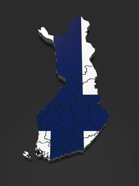 Üç boyutlu Finlandiya Haritası. — Stok fotoğraf