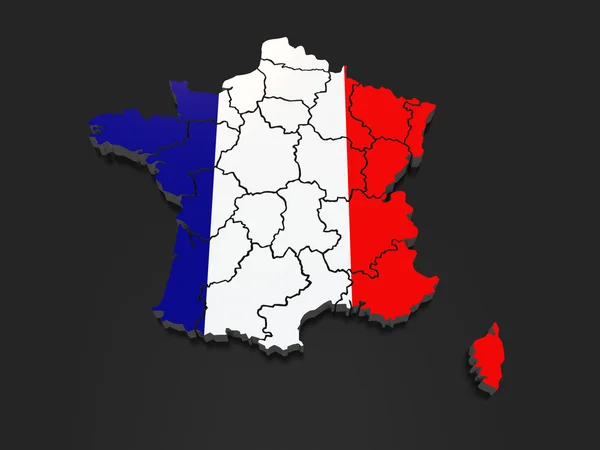 Three-dimensional map of France. — Stock Photo, Image