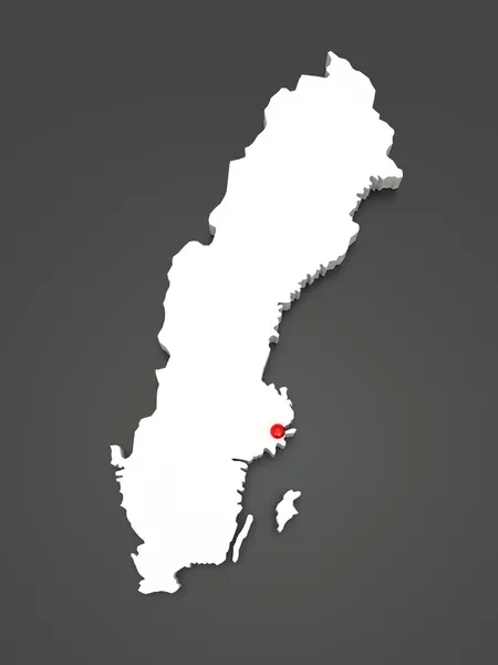 Three-dimensional map of Sweden — Stock Photo, Image