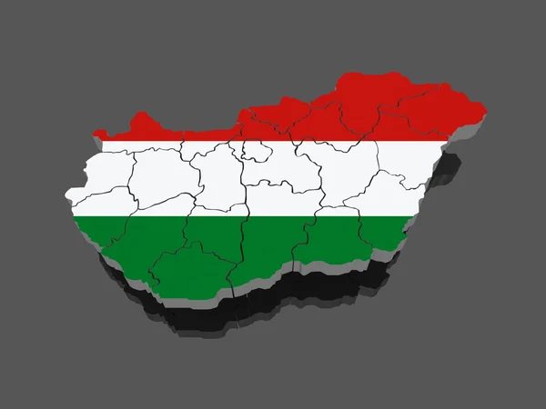 Trójwymiarowa mapa Węgry. — Zdjęcie stockowe