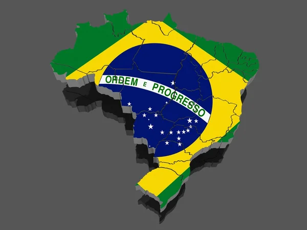 Trojrozměrná mapa Brazílie. — Stock fotografie