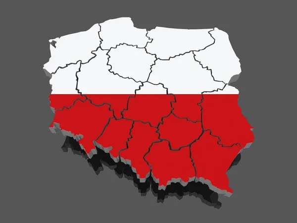 Three-dimensional map of Poland. — Stock Photo, Image