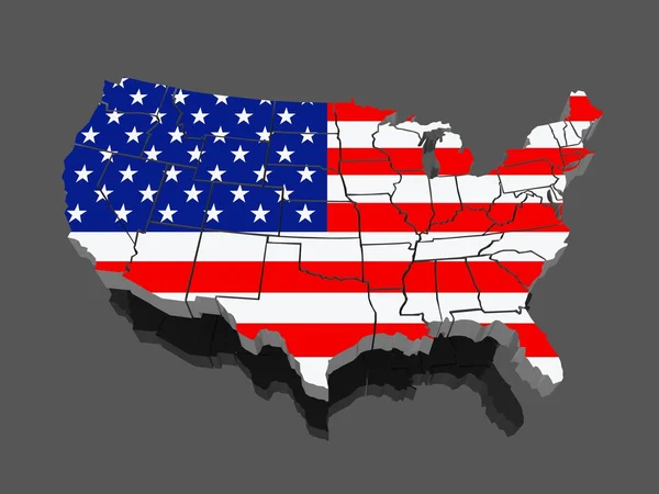 Three-dimensional map of USA — Stock Photo, Image