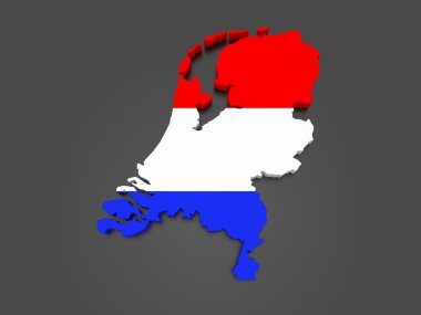 üç boyutlu Hollanda Haritası.