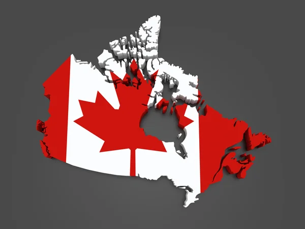 Trojrozměrná Mapa Kanady — Stock fotografie