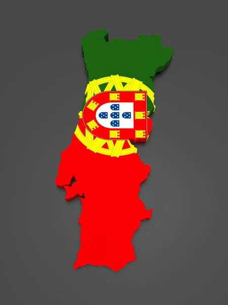 Trojrozměrná mapa Portugalska — Stock fotografie