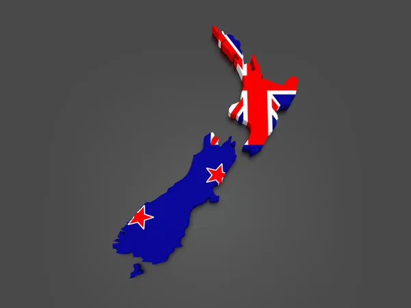 Tredimensionell karta över nya Zeeland. — Stockfoto