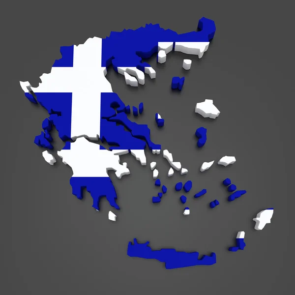 Tredimensjonalt kart over Hellas – stockfoto