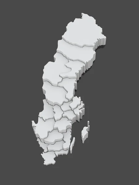Three-dimensional map of Sweden. — Stock Photo, Image