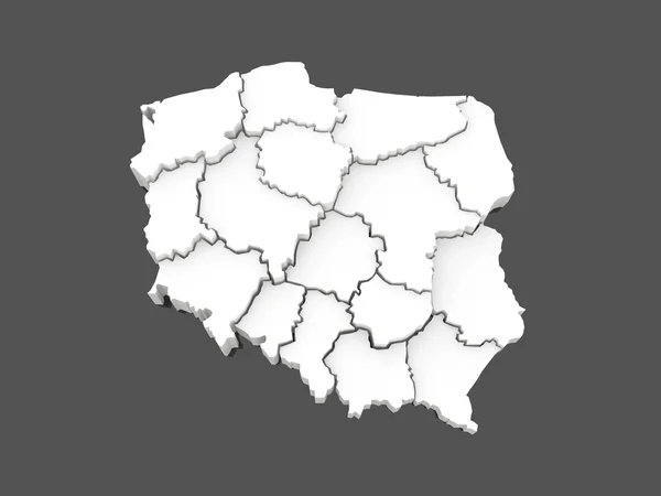 Three-dimensional map of Poland. — Stock Photo, Image