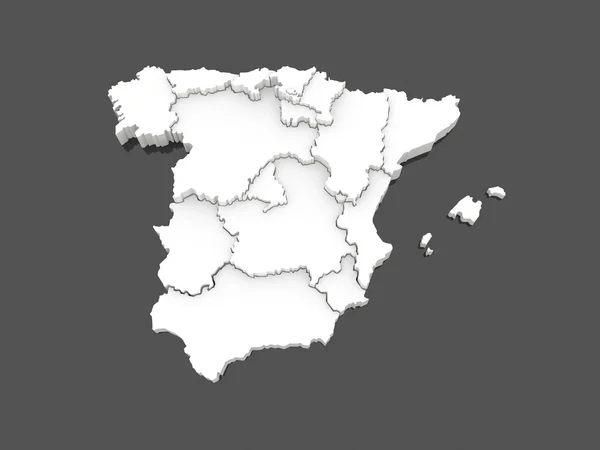 Трехмерная карта Испании — стоковое фото