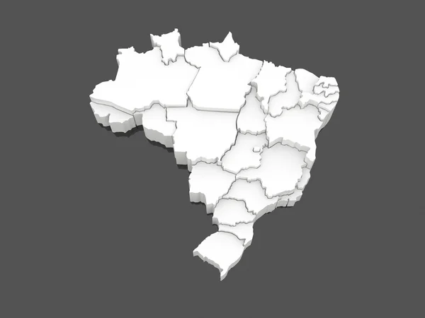 Three-dimensional map of Brazil. — Stock Photo, Image