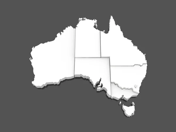 Trojrozměrná mapa Austrálie. — Stock fotografie